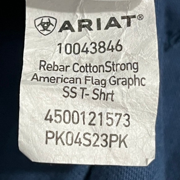 ARIAT REBAR Womens 1X Blue Cotton American Flag Graphic Pocket T Shirt - Picture 4 of 7